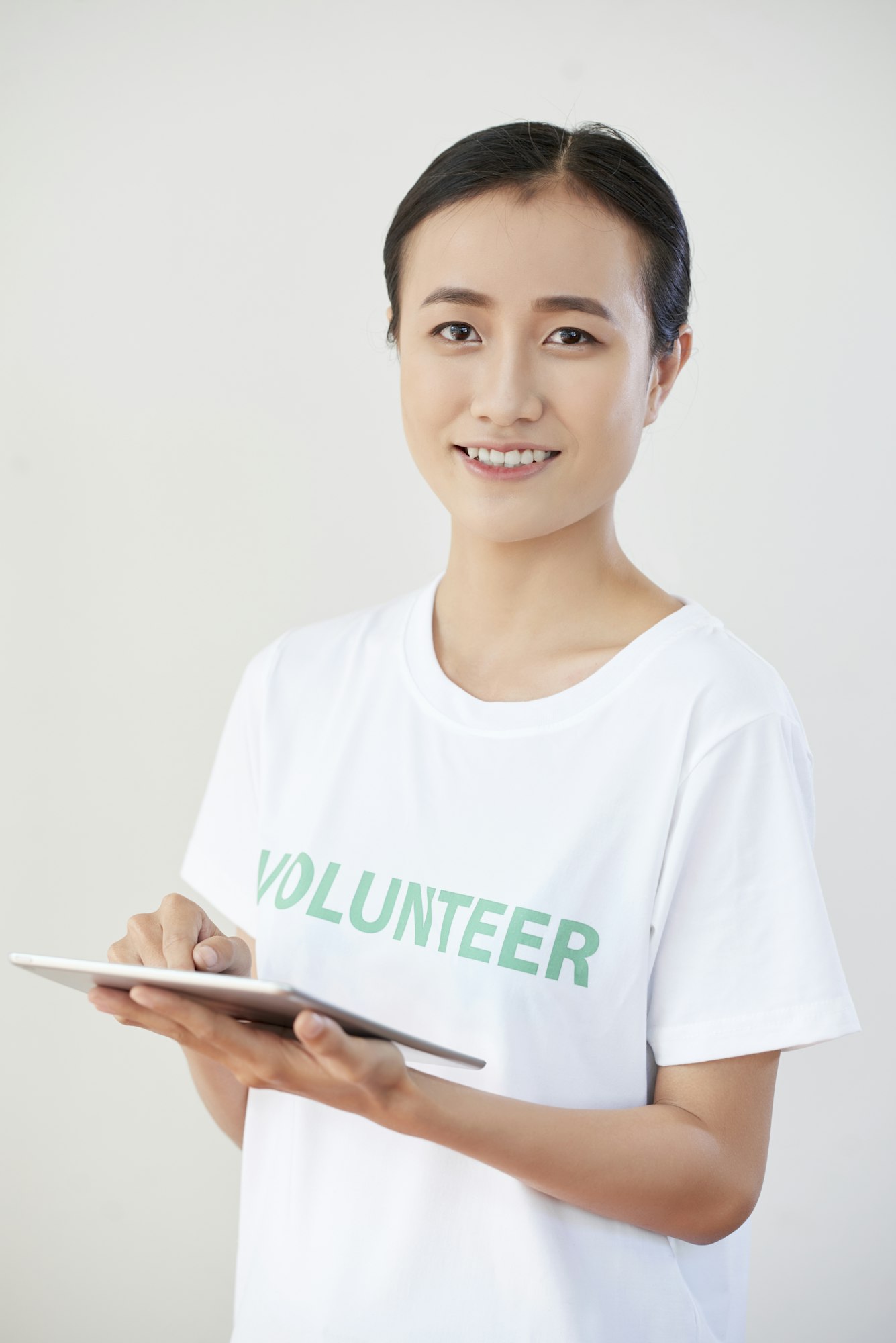 Smiling volunteer organization member